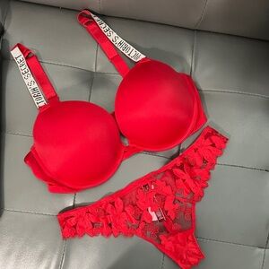 Victoria's Secret Very Sexy Bombshell Shine Strap Bra and panty set size 36D & L